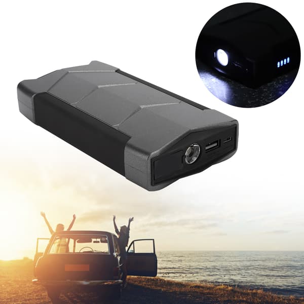 Multi-funktionel bil jumpstarter powerbank - 12000mAh, 12V oplader (Sort)