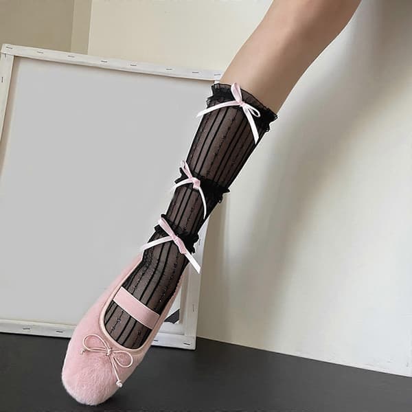 Lolita Lægstrømper Læglange Strømper Lolita Strømper Søde Modestrømper Nylontekstur Til Mode- og Cosplay-Events White socks pink  D