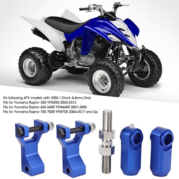 ATV Justerbart Sænkningssæt foran og bag passer til Yamaha Raptor 350 660 700 Blå