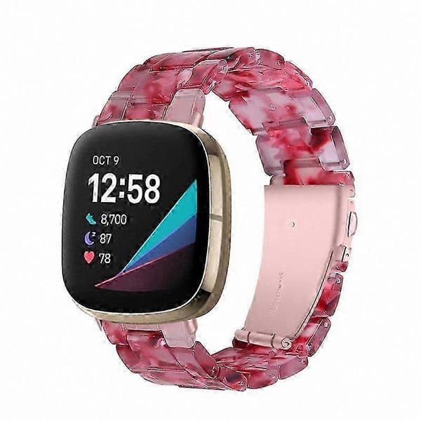 20 mm harpiksrem med spænde i rustfrit stål til Fitbit Versa 4/Sense 2 udskiftningsurrem Peach Red