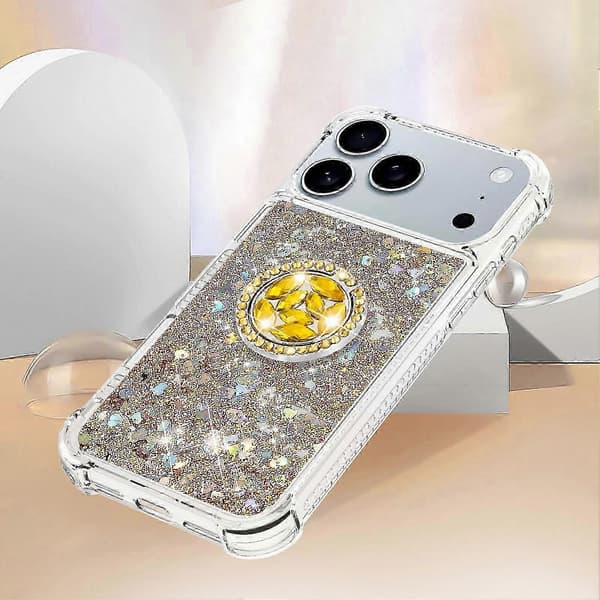 Quicksand TPU-cover med stativ til 17 Pro Max stødsikkert etui Gold