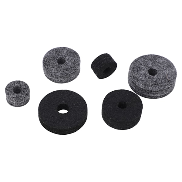 6-pack Trumfiltpad Set Flera Storlekar Cymbal Halkfri Bricka Ersättning Svart och Grå