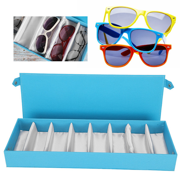 8 Fack Multi Solglasögonfodral Organizer Glasögon Glasögonfodral Förvaringslåda Blå