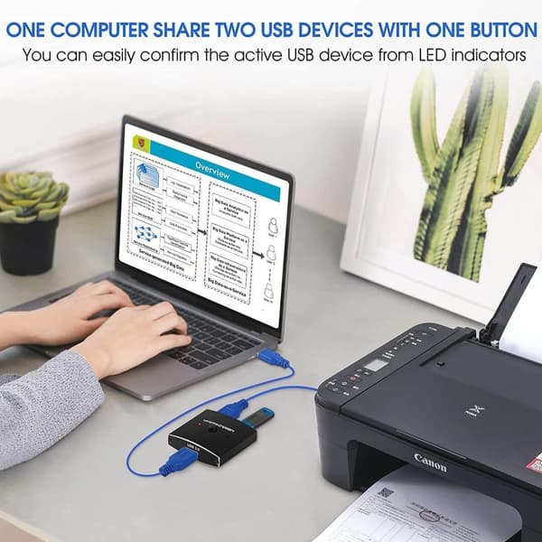 USB3.0 Switch Selector, USB tovejs delingsswitchadapter Del data på kontor, bibliotek, skole, stue