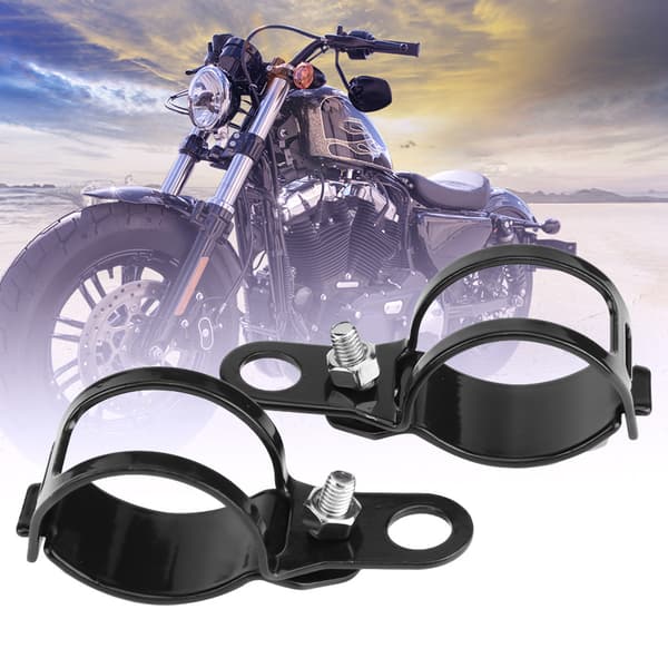 2 stk. Motorcykel Blinklys Monteringsbeslag Passer til 30-45 mm Forgaffel Scooter (Sort)