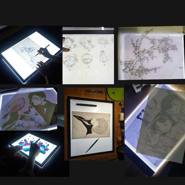 【03】Light Pad A4 LED 3-Mode Dæmper Lysbord Tegneplade Bærbar Diamantmaling Hvid Vit white