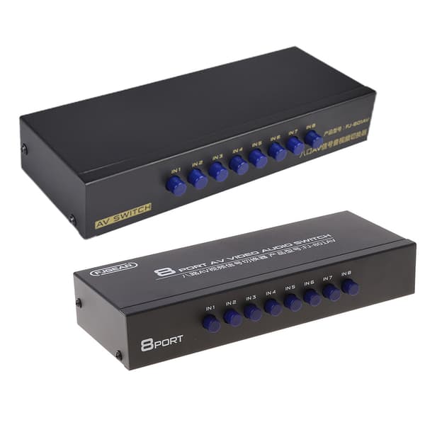 【03】8-vejs AV-switch RCA-switch 8 ind 1 ud kompositvideo L/R-vælger til DVD