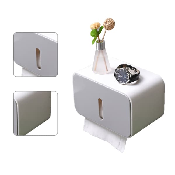 Väggmonterad Tissue Box Dubbel Pappersutlopp Vattentät och Fuktsäker Tissue Rack för Badrum Grå