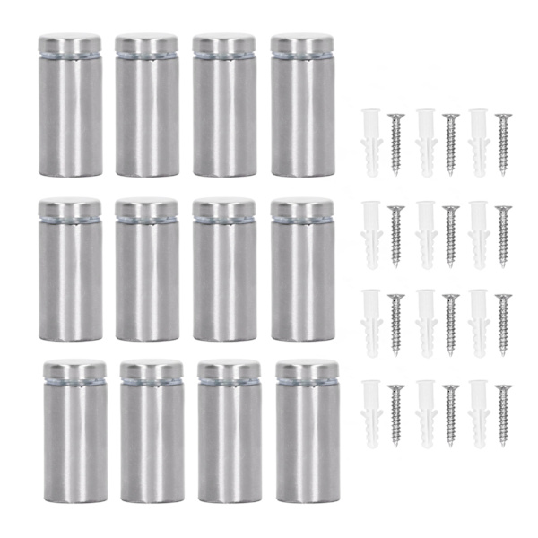 12 kpl Erotusruuvit Ruostumaton teräs Seinämerkki Mainoslaitteisto Naula akryylille 19x40mm