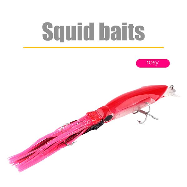 24cm/40g Fiskedrag Bläckfiskdrag Fiskbete Crankbait Utrustning Jigg Trekrok Rosröd