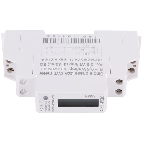 1P LCD Digital Display Enkeltfaset Din Skinne Elektricitet Strømforbrug Energimåler
