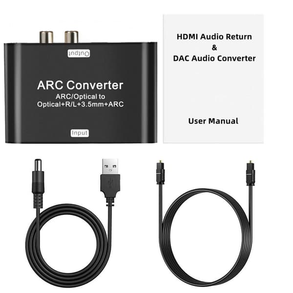HDMI ARC Audio Extractor med Digital Optisk Stereo RCA L/R Koaxial SPDIF, 3,5 mm Jack ARC-adapter, 192KHz DAC-omvandlare