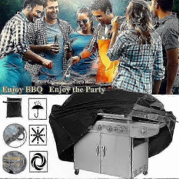 Vandtæt grillovertræk til udendørs beskyttelse mod støv og regn passer til de fleste griller black L-145x61x117cm