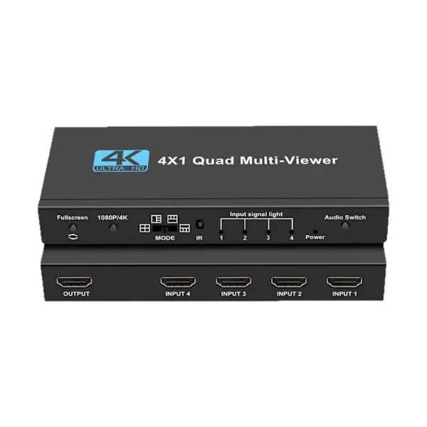 HDMI scaler switch 4 til 1 med Multiviewer 4K30hz HDCP1.4
