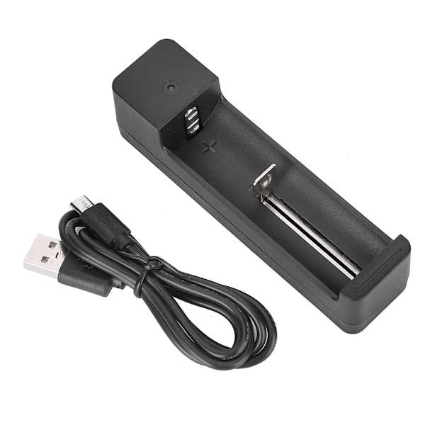 Sort PC Universal Single Slot USB Batterioplader Adapter LED Intelligent Opladning til Li Ion Celle 18650 26650 14500