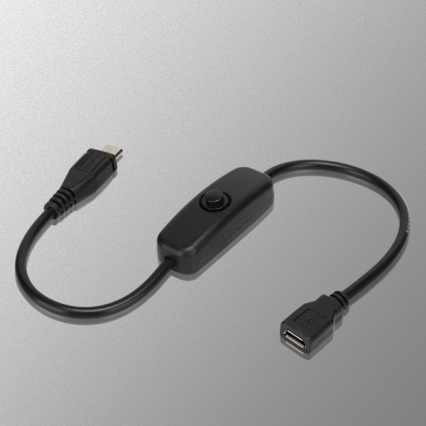 Micro USB hun til han forlængerkabel med 501 knapkontakt til Raspberry Pi