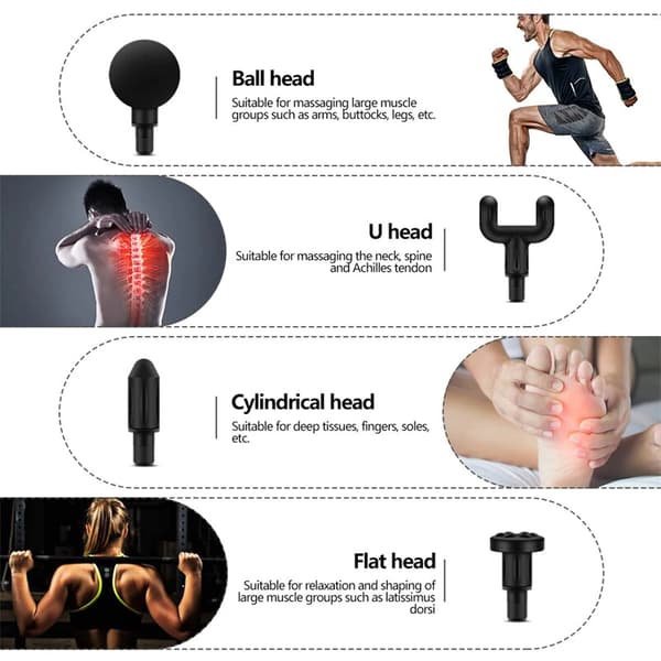 【03】Mini Deep Tissue Percussion Massage Gun, Muskelmassageapparat til smertelindring, Fasciapistol, fra Spanien Silver