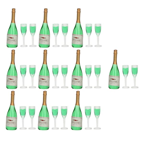 10 Set Dockskåp Champagneset DIY Miniatyr Simuleringsmodell Miniatyr Vinflaskor Verklighetstrogen PVC Dockskåpsdekor