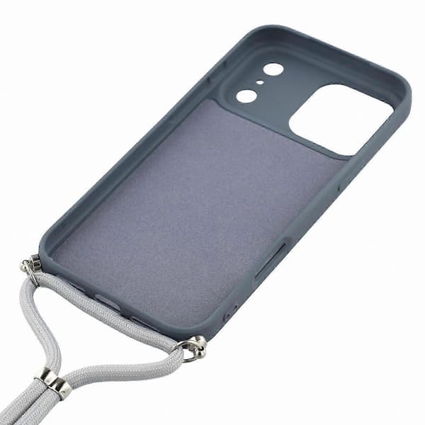 Mjukt TPU-telefonskal med fiberfoder och axelrem för 17 Pro-modeller Lavender Grey