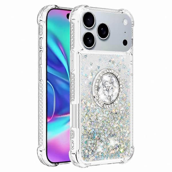 Quicksand TPU-kuori jalustalla 17 Pro Max iskunkestävä kotelo Silver