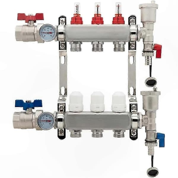 10-pak gulvvarmeflødesmåler, justerbar flowregulator med visuel overvågning til 1/2-tommer varmemanifold Red