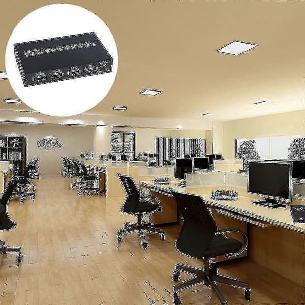 2-ports HDMI USB KVM 4K Switch Splitter til delt skærm, tastatur og mus, adaptiv EDID - HDCP printer Plug and Play sort