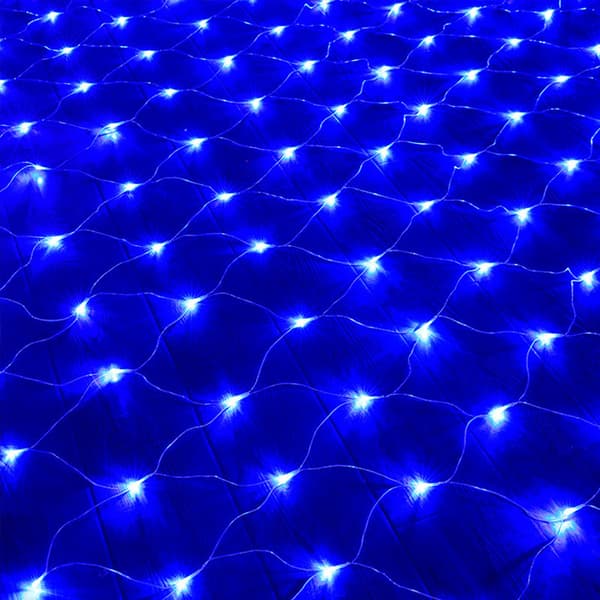 【03】Blå LED-netlys, 192 LED-netlys 3M X 2M 8 Vandtæt En