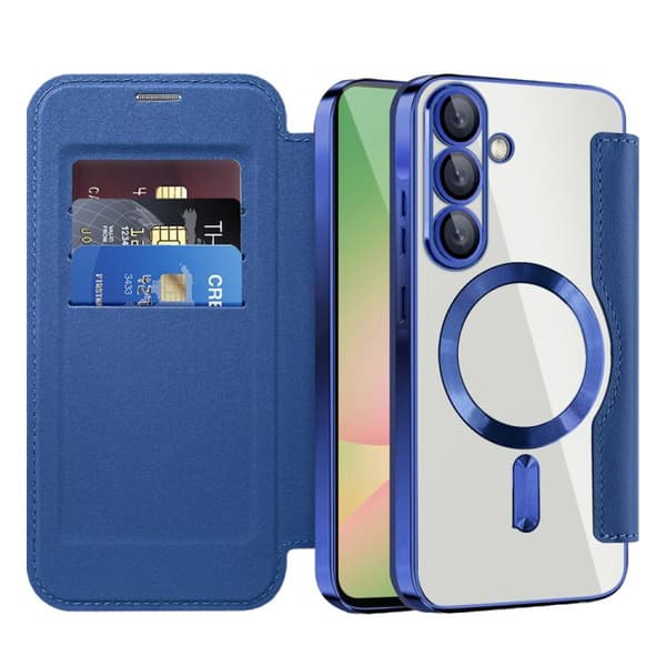 【03】Samsung Galaxy A56 5G Cover med MagSafe RFID Tyverisikring Læder Mörkblå