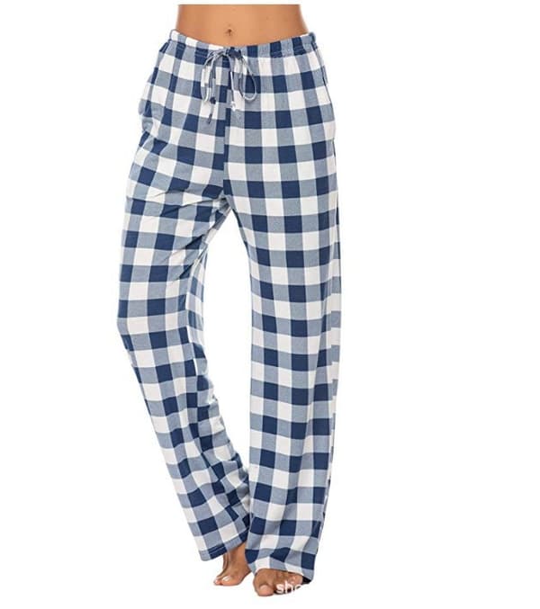 【03】Bløde flannelternede pyjamasbukser til mænd blå og hvid Blue And White M