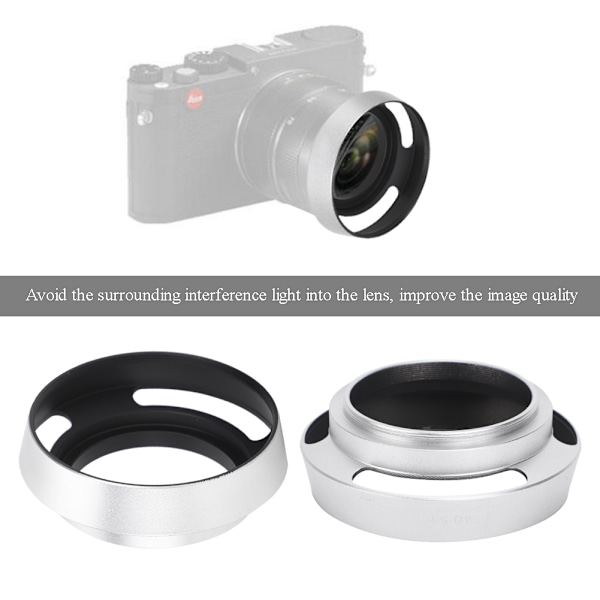 2 stk. hul ud objektivhætte i aluminiumslegering 40,5 mm til Leica kamera sølv
