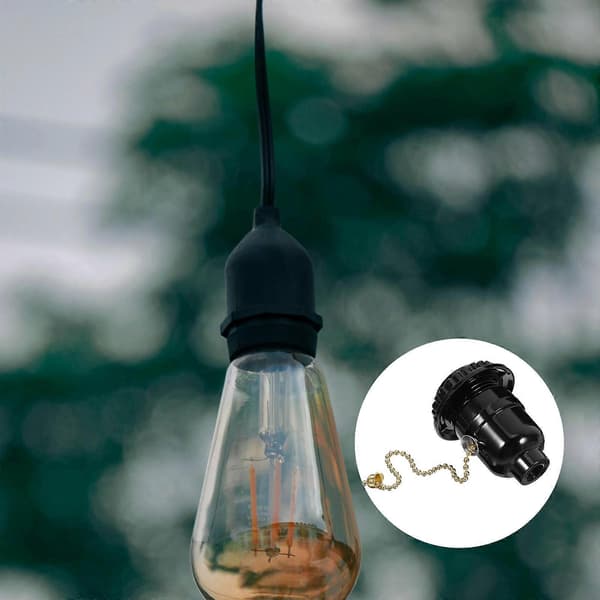 【03】Lynlås Let Armatur Trækafbryder Lampeholder Loftlampe Sokkel Tilbehør Sort Black 7.00X5.50X5.50CM