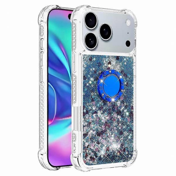Quicksand TPU-cover med stativ til 17 Pro Max stødsikkert etui Blue