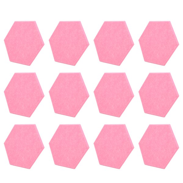 12 st Ljudabsorptionsskiva Hexagon Självhäftande Akustikpaneler Kilformade Väggar Ljudisolerad Inhägnad Rosa