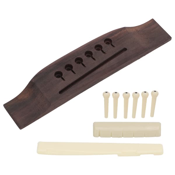 Gitarr Förspårat Stallset Rosenträ Plast Sadel Mutter Pin Set för Akustiska Gitarrer