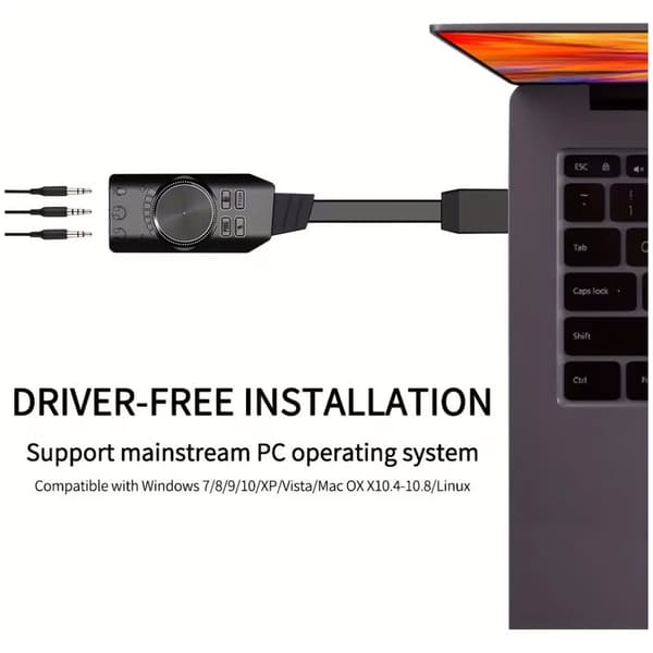 Eksternt USB 7.1 lydkort til gaming, forbedrer lydeffekter til PUBG på computere, laptops og mobile enheder.