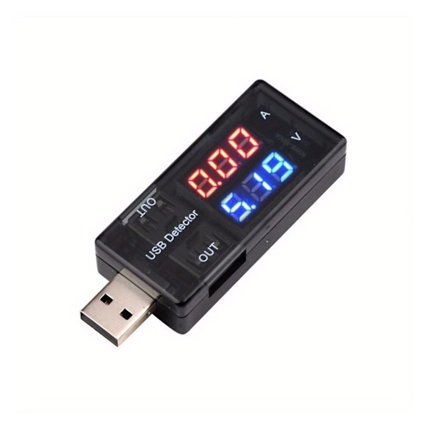 1 stk USB-opladerdetektor, dobbelt digitalt display strømspændingstester, kompositmateriale, USB-strømtilstand