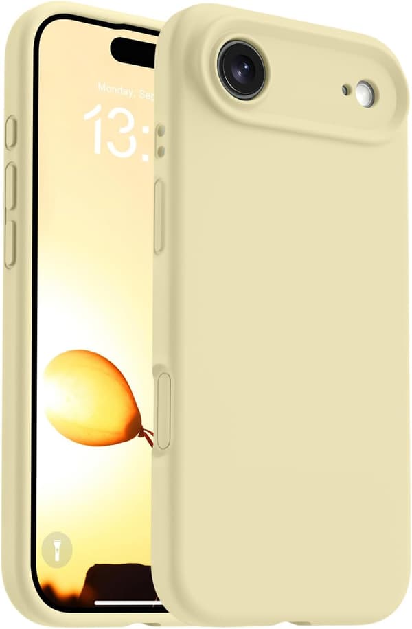 【03】Slim MagSafe Compatible Case for iPhone 17 Air - Yellow, Liquid Silicone Protection iPhone 17 Air iPhone 17 Air jaune