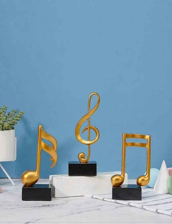 st Dekorativ Figur Node Skulptur Statue Moderne Musik Kunst Harpiks Guld