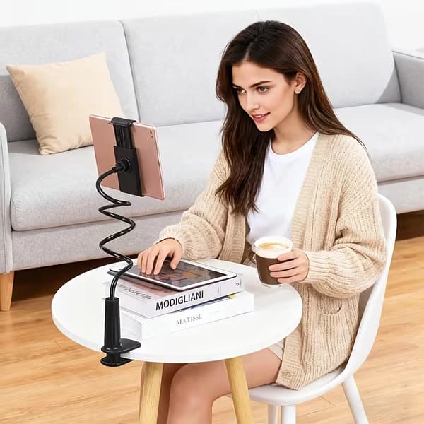 360° justerbar svanehals telefon- og tablet-holder – 70 cm klemstativ til skrivebords- og sengebrug