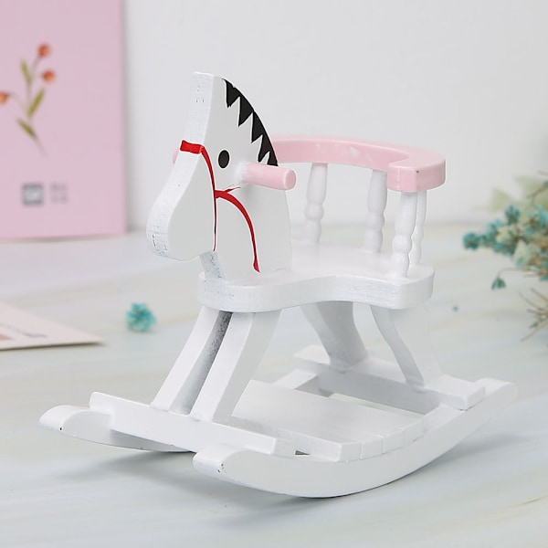 Miniature Træhestestol Kæphest Model Møbler til 1/12 Dukkehus Tilbehør