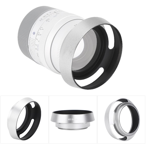 2 stk. hul ud objektivhætte i aluminiumslegering 40,5 mm til Leica kamera sølv