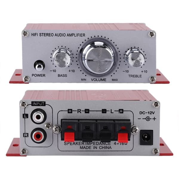 Mini Digital Bil Auto Förstärkare Hifi Ljud Musik CD DVD MP3 FM Spelare (Röd)