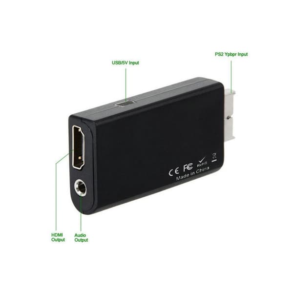 PS2 til HDTV-konverter til videoforbindelse, High-Definition-interface til spillekonsol lyd- og videoadapter