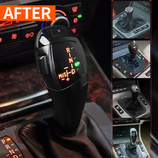 Elektrisk LHD Automatisk LED Gear Shift Knob Retrofit Kit Passer til BMW E46 E60 E61 Refit til F30 Style Glossy Black
