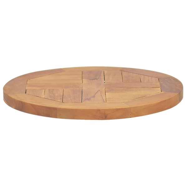 【03】vidaXL Table Top Solid Teak Round 2.5 cm 40 cm Brun Brun brown