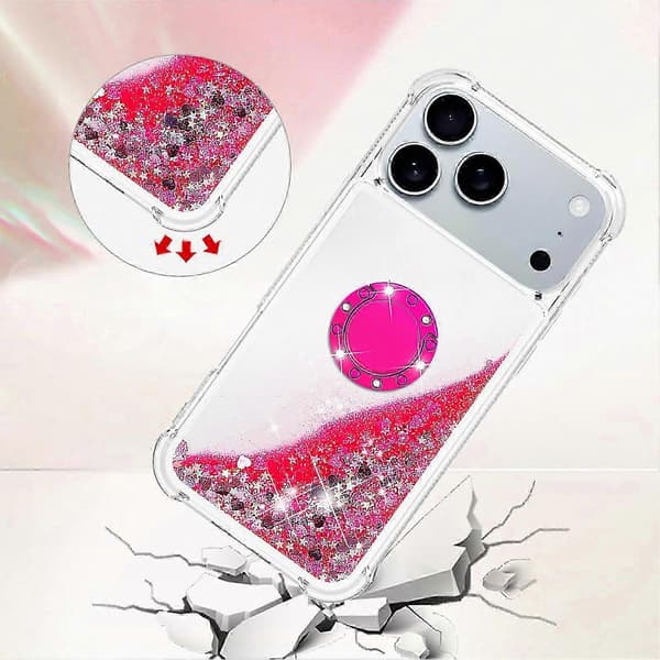 Quicksand TPU-cover med stativ til 17 Pro Max stødsikkert etui Pink
