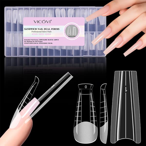 【03】Sandwich Dual Nail Forms 240 pcs 15 sizes quick extensions - dual form A