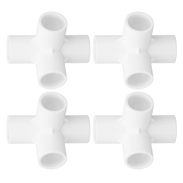 10 stk. 4-vejs PVC-fittings albue rørforbindelse 25 mm udløbssæt til møbelforbindelse hvid