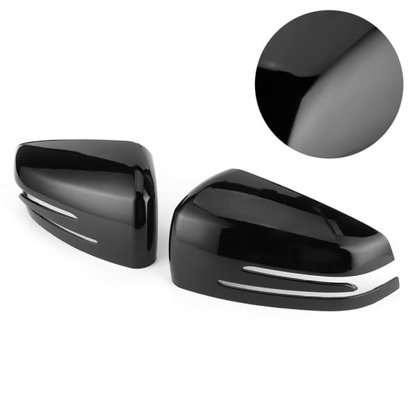 2 stk. Sidespejlsdæksel Dekorativ Trim Cap Passer til Mercedes Benz A B C E CLS CLA GLAGlossy Sort