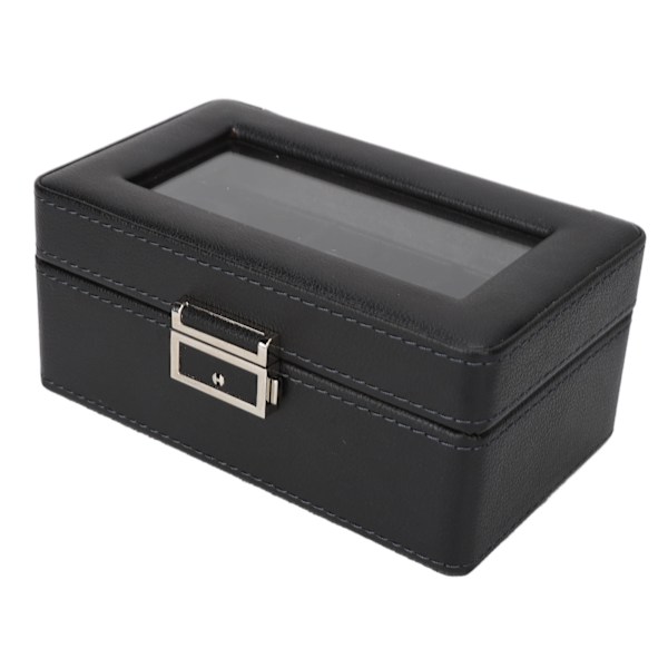 3 Gitre Ur Display Etui PU Læder Pladsbesparende Enkeltlags Ur Opbevaringsboks til Ur Smykker Sort